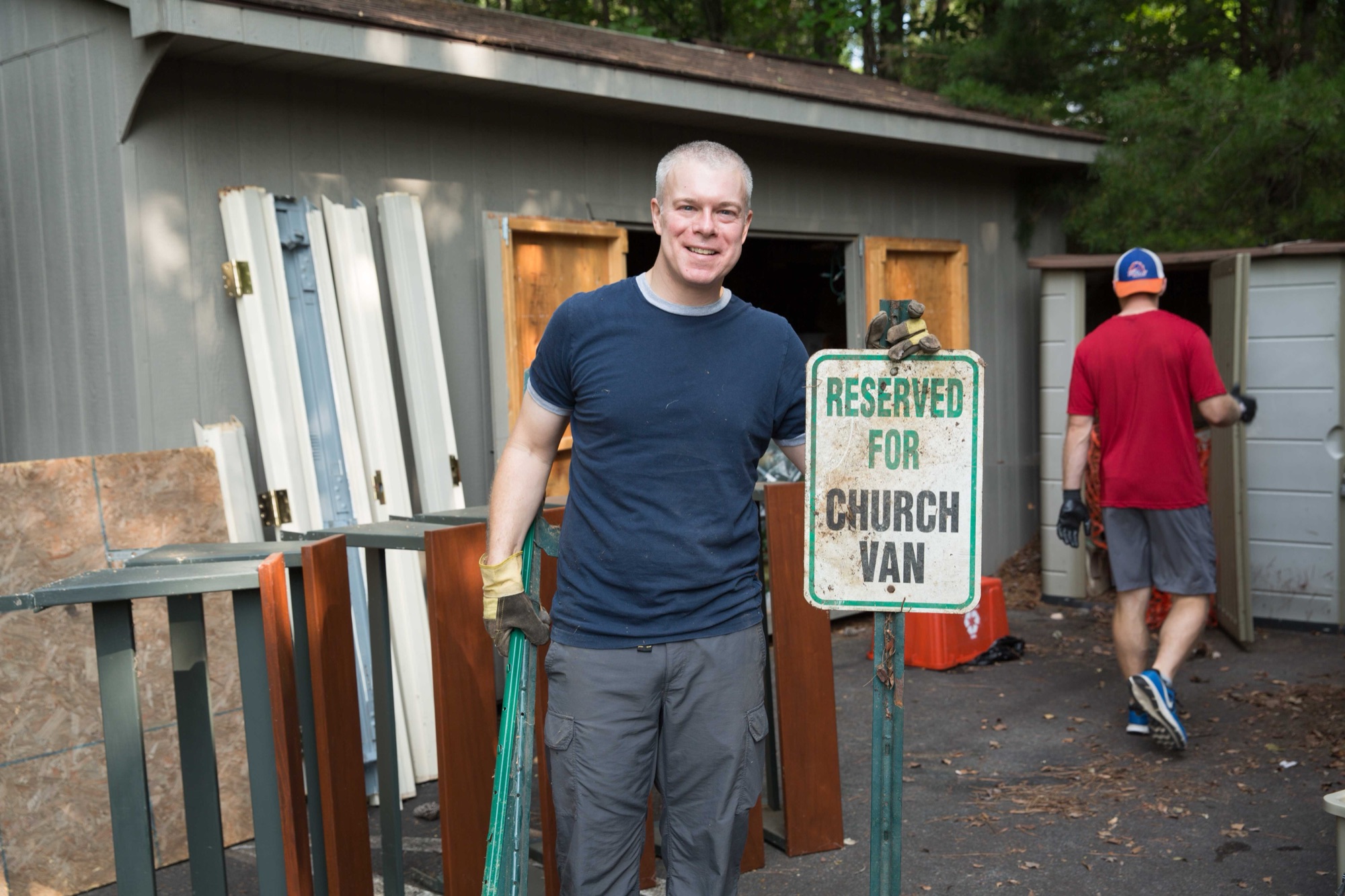 Members on a property clean-up day