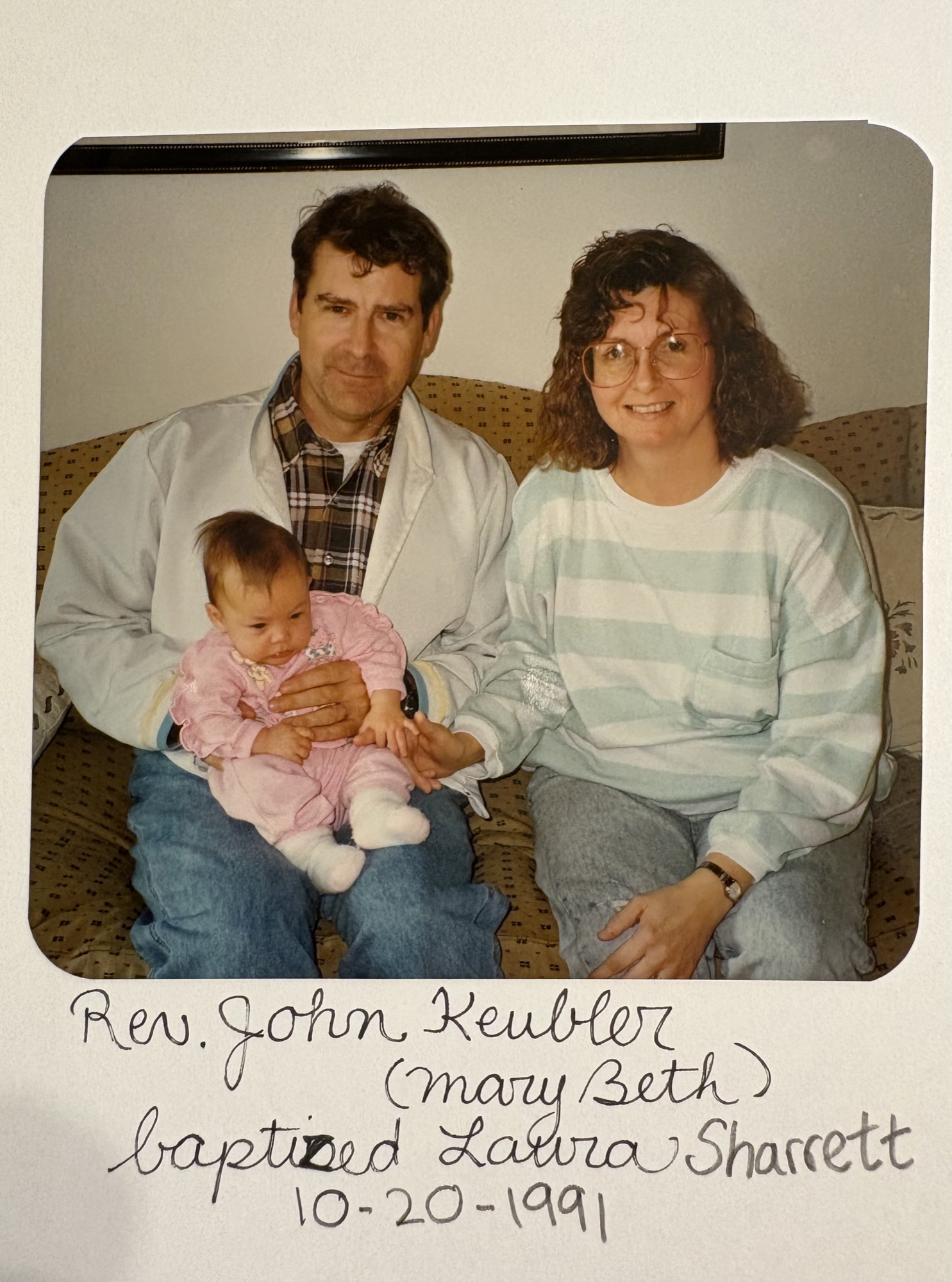 Laura Sharrett’s baptism, with the Keublers